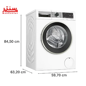 نمای جلوی ماشین لباسشویی بوش WGA24400ME با درب دوجداره و صفحه نمایش لمسی.