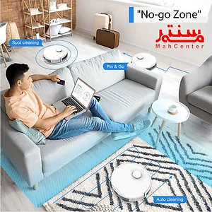 فردی در خانه و جارو رباتیک اسنگ مدل x20 pro al در حال نظافت