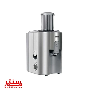 عکس از آبمیوه‌گیری پرسرعت و کم‌صدا براون مدل J700 به رنگ مشکی و نقره‌ای.