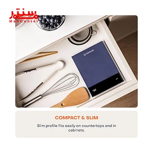 ترازو آشپزخانه نوتریکوک مدل ks205 در کابینت آبی
